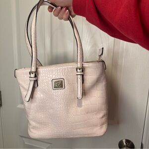 Anne Klein Crocodile-Embossed Tote Bag Light Pink